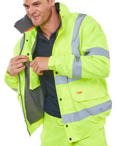 B-SEEN Hi-Vis Fleece Lined Bomber Jacket - CBJFL